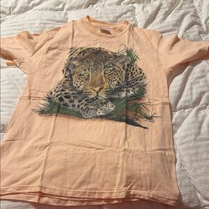Hanes Peach Leopard Print Tee women